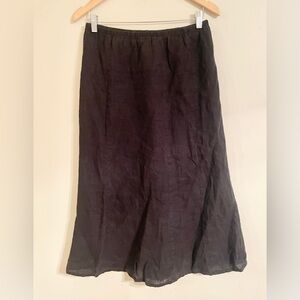 Flax Skirt Small Linen Midi Pull On Elastic Waist Lagenlook Modest- EUC